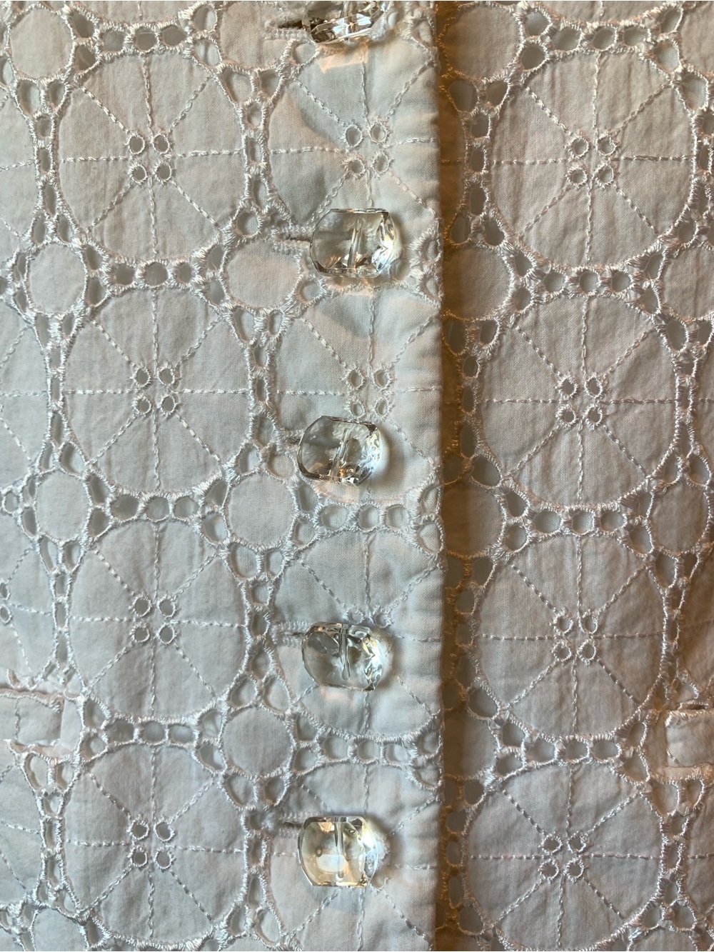 Talbots White Eyelet Button-Front Jacket - Picture 6 of 11